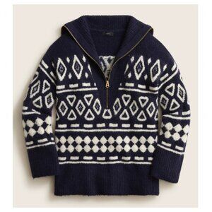 J.Crew Relaxed Half-Zip Sweater in Geometric Knit